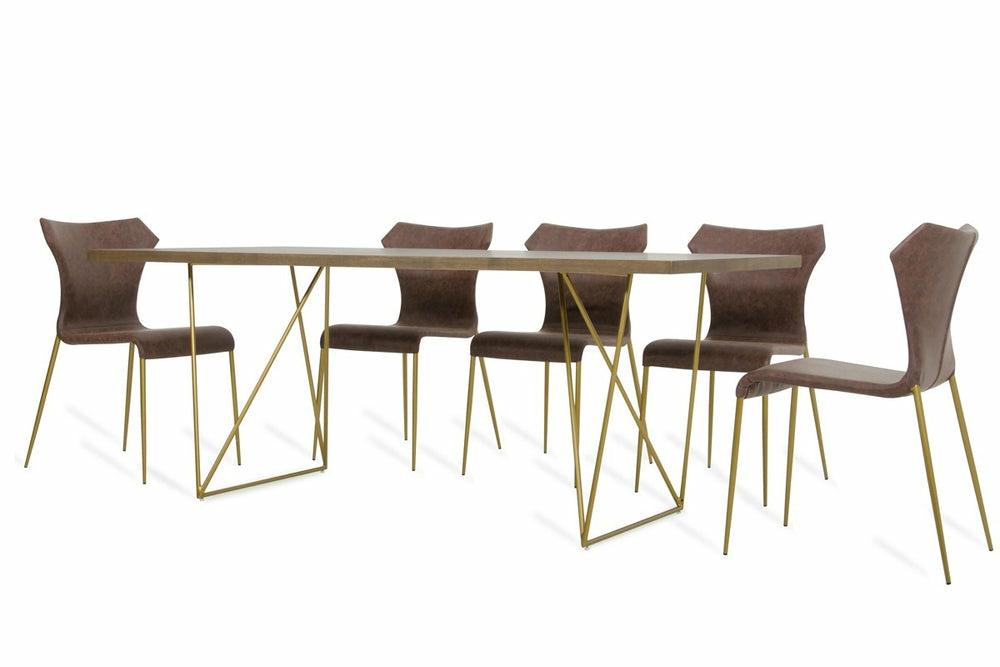 Modrest Marcia Modern Tobacco & Antique Brass Dining Table Dining Room