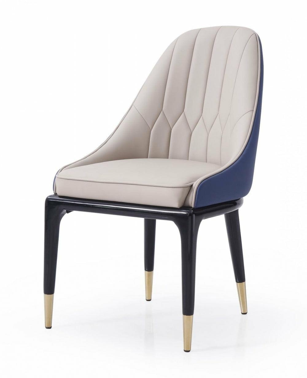 Modrest Marco – Modern Glam Beige & Blue Dining Chair Dining Chairs