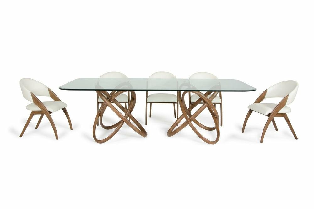 Modrest Mason Modern Glass & Walnut Dining Table Dining Room