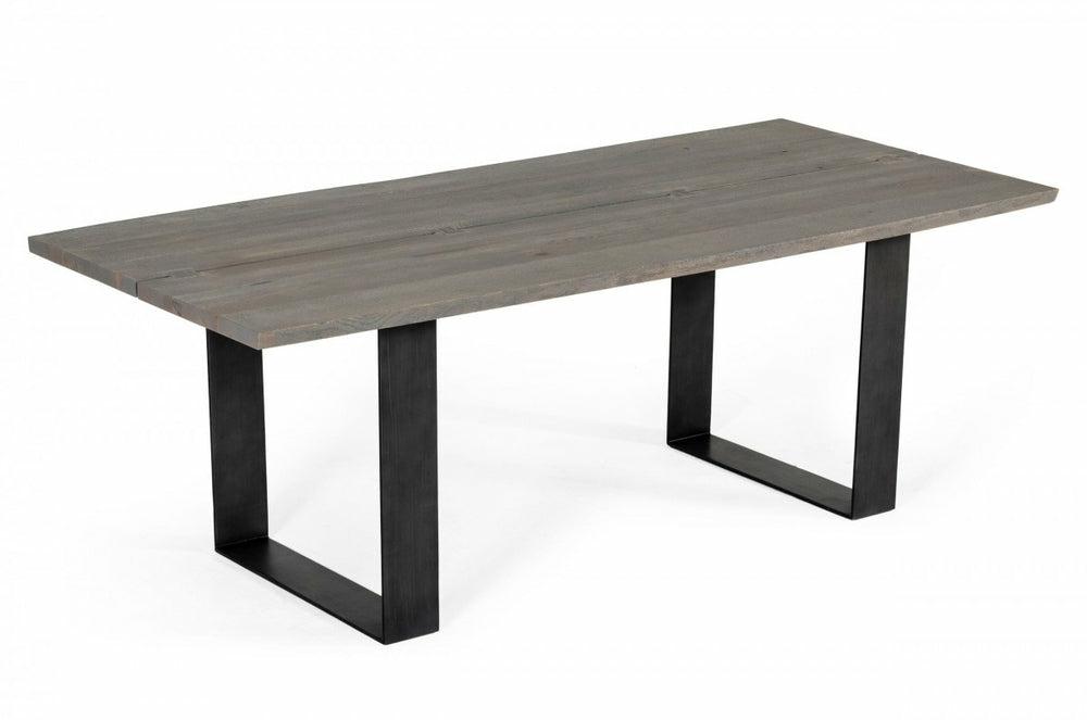 Modrest Murphy Modern Grey Aged Oak & Black Metal Dining Table Dining Room