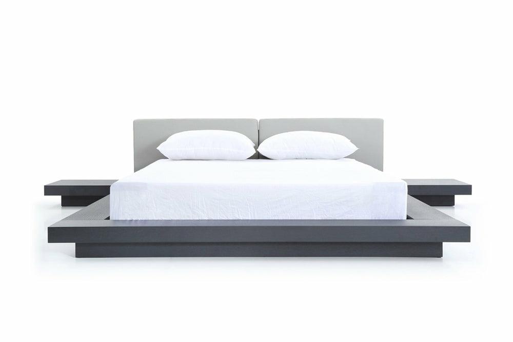 Modrest Opal Modern Wenge & Grey Platform Bed Bedroom Room