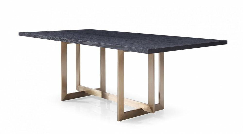 Modrest Pike – Modern Black Ash & Brass Dining Table Dining Room