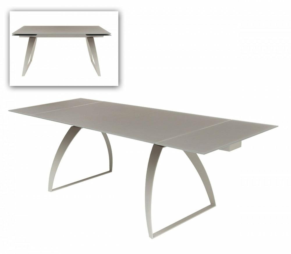 Modrest Pittson – Modern Extendable Grey Glass Dining Table Dining Room