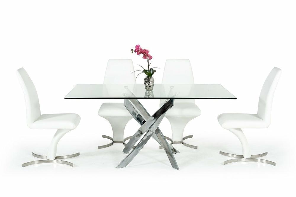 Modrest Pyrite Modern Rectangular Glass Dining Table Dining Room