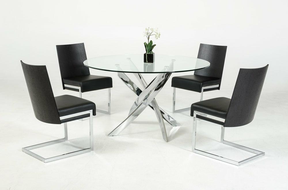 Modrest Pyrite Modern Round Glass Dining Table Dining Room