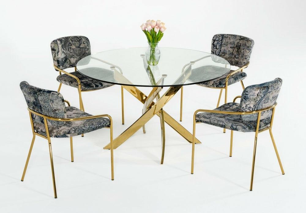 Modrest Pyrite – Modern Round Glass Dining Table Dining Room