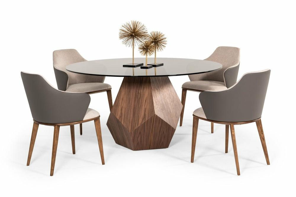 Modrest Rackham Modern Walnut Round Dining Table Dining Room