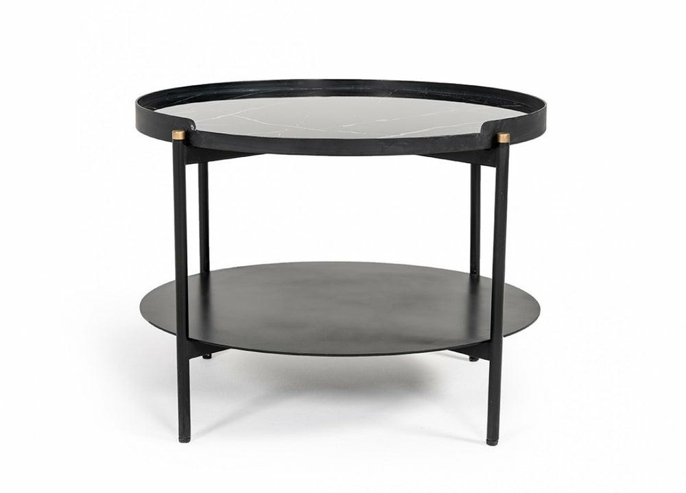 Modrest Randal Modern Round Black Metal Coffee Table Coffee Table