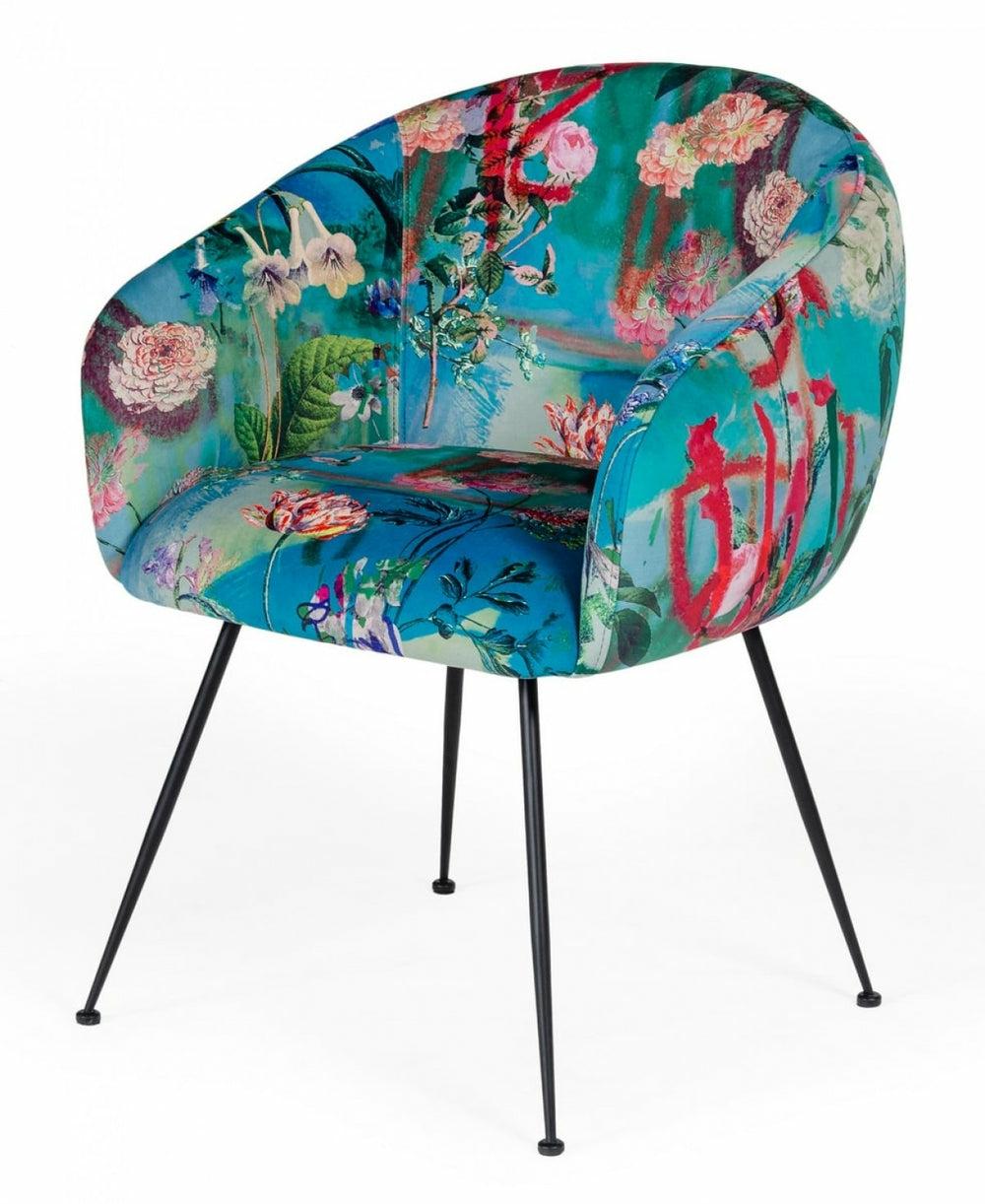 Modrest Roxann – Contemporary Floral Velvet Dining Chair Dining Chairs