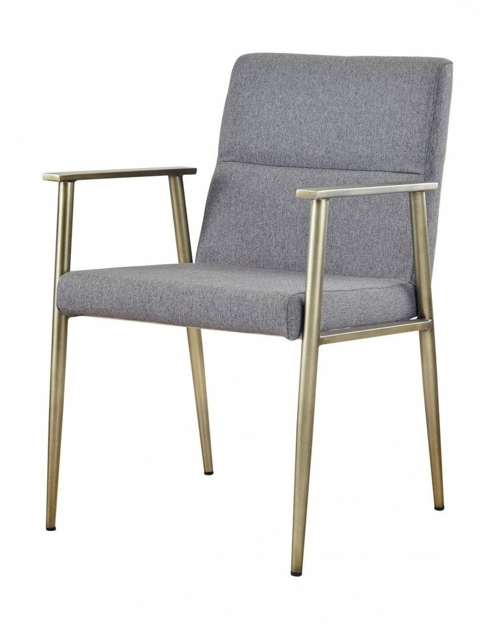 Modrest Sabri – Contemporary Grey & Antique Brass Arm Dining Chair Dining Chairs