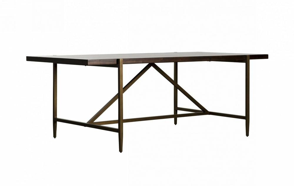 Modrest Shane – Modern Acacia & Brass Dining Table Dining Room