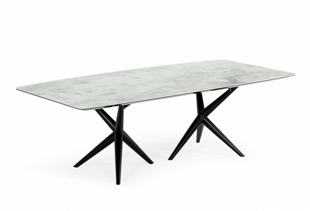 Modrest Stetson – Modern White Ceramic & Smoked Ash Dining Table Dining Room