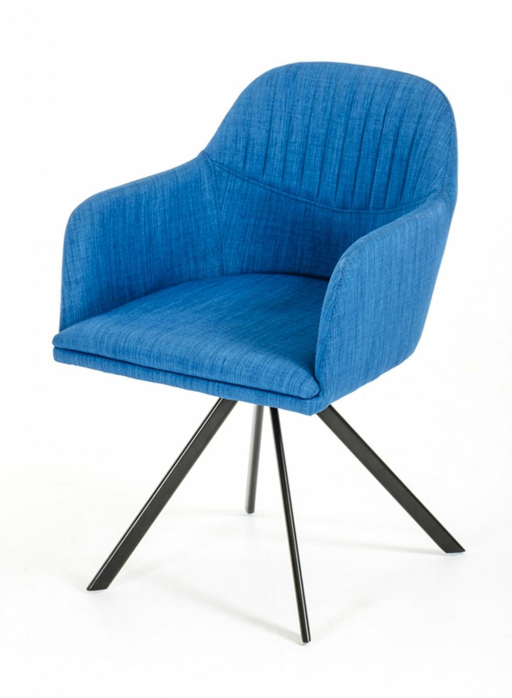 Modrest Synergy Modern Blue Fabric Dining Arm Chair Dining Chairs