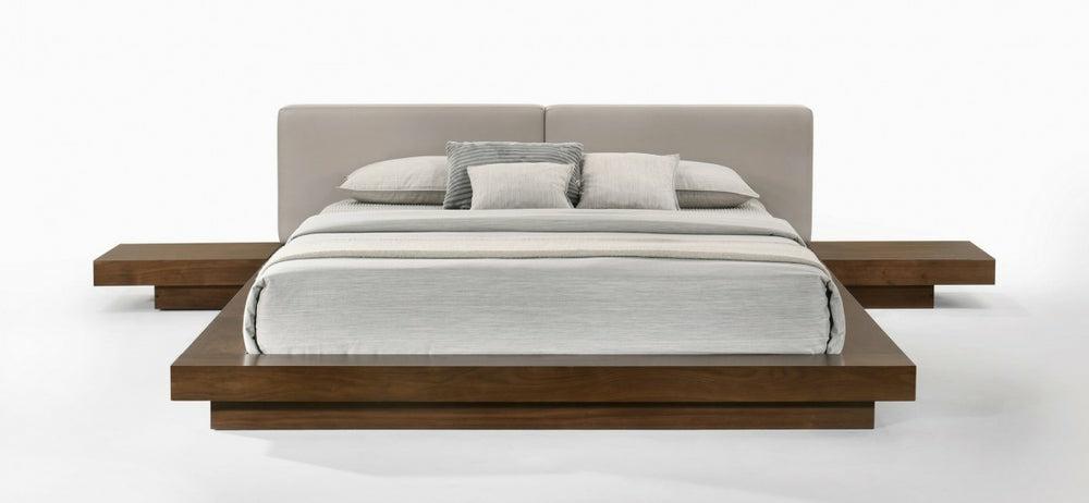 Modrest Tokyo – Contemporary Walnut And Grey Platform Bed Bedroom Room