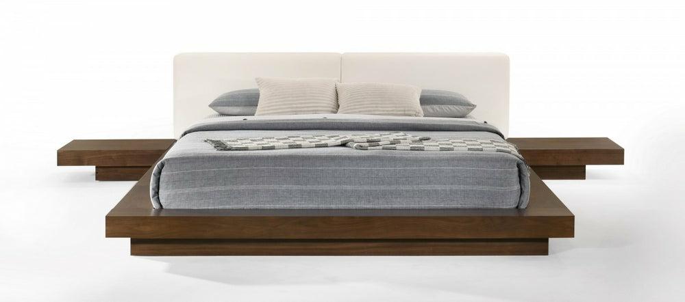 Modrest Tokyo – Contemporary Walnut And White Platform Bed Bedroom Room