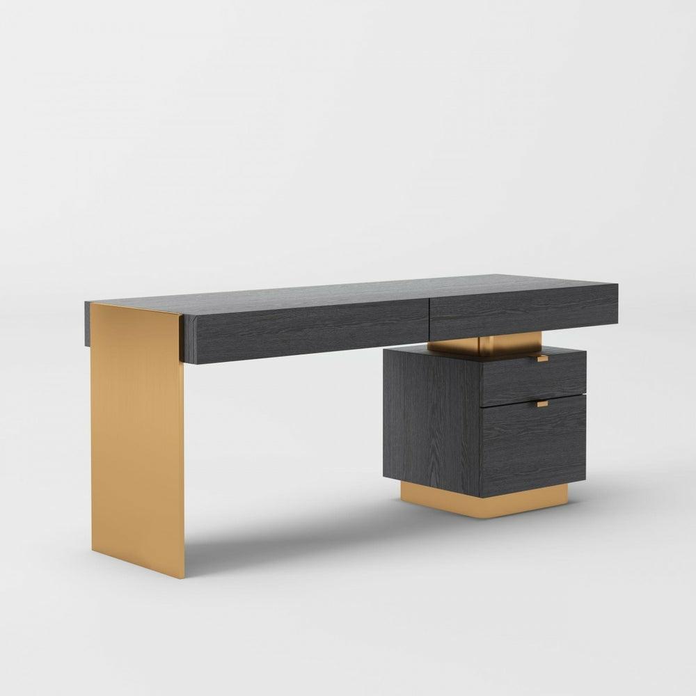 Modrest Trahan – Modern Grey Elm & Gold Office Desk Office