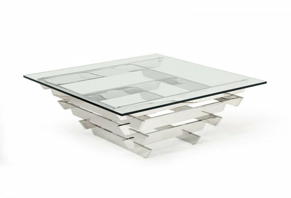 Modrest Upton Modern Square Glass Coffee Table Coffee Table