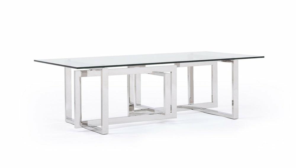 Modrest Valiant Modern Glass & Stainless Steel Coffee Table By Hollywood Glam Coffee Table