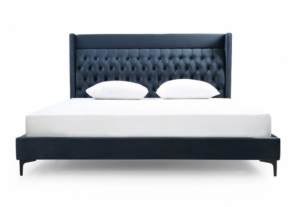 Modrest Wales Modern Blue Fabric Bed Bedroom Room