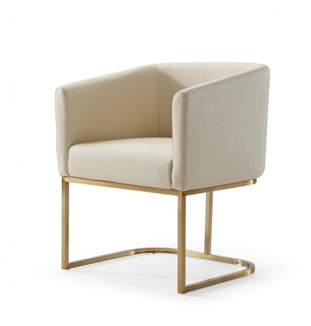 Modrest Yukon – Modern Beige Bonded And Antique Brass Dining Chair Dining Chairs