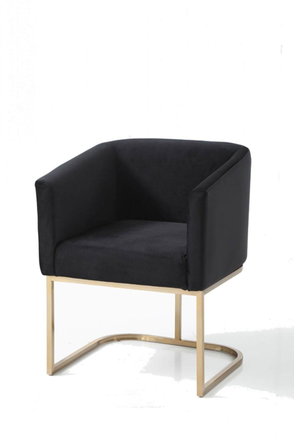 Modrest Yukon Modern Black Velvet & Gold Dining Chair Dining Chairs