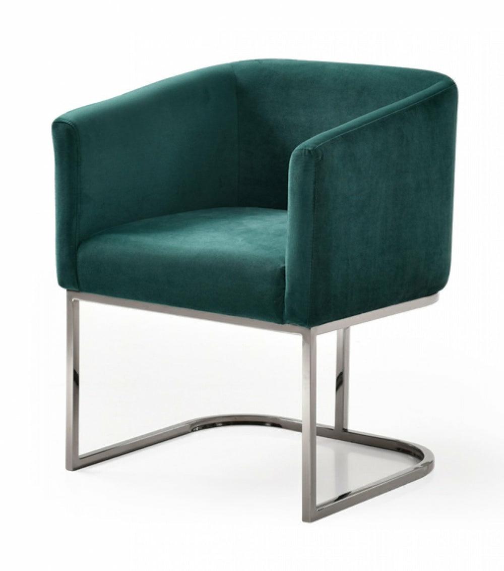 Modrest Yukon Modern Green Velvet & Black Gun Dining Chair Dining Chairs