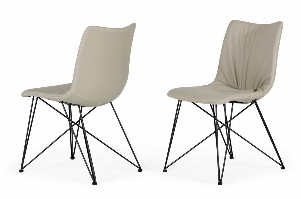 Naomi – Modern Grey Leatherette Dining Chair (Set Of 2) Dining Chairs