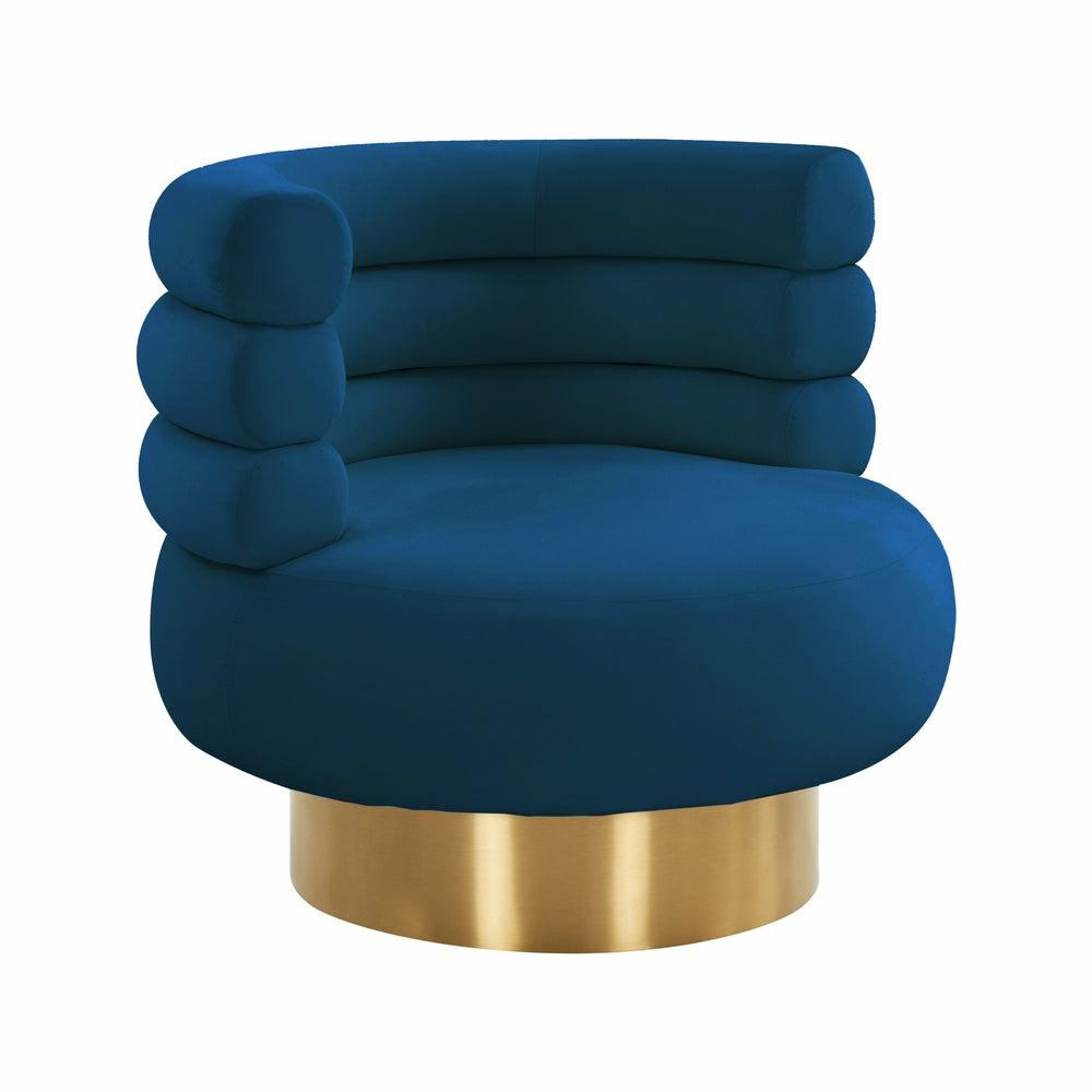 Naomi Navy Velvet Swivel Chair Outdoor