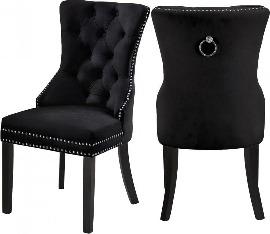 Nikki Velvet Dining Chair – Set Of 2 Dining Chairs Black