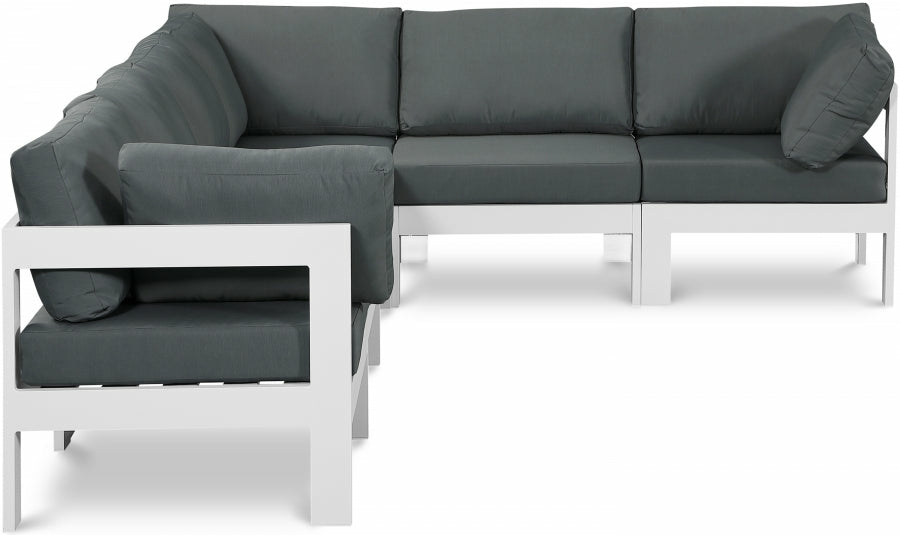 Nizuc Aluminum Modular 6Pc Sectional Living Room Grey