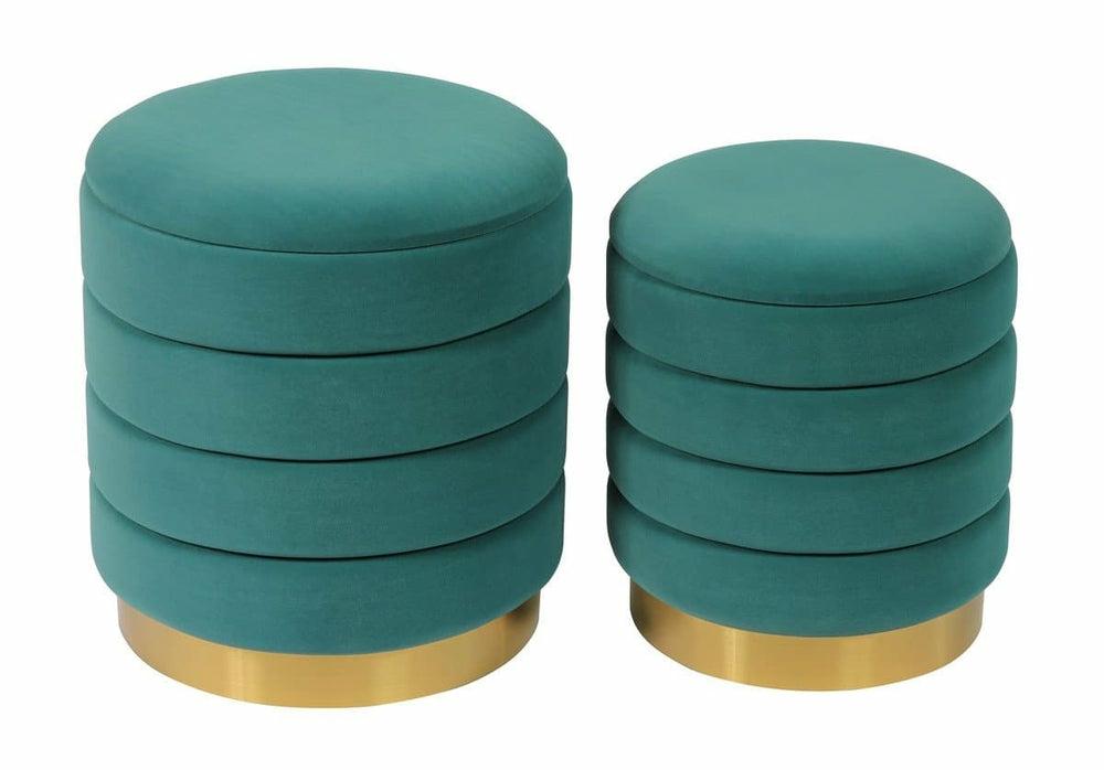 Nora Storage Ottomans – Set Of 2 Home Decor Sea Blue