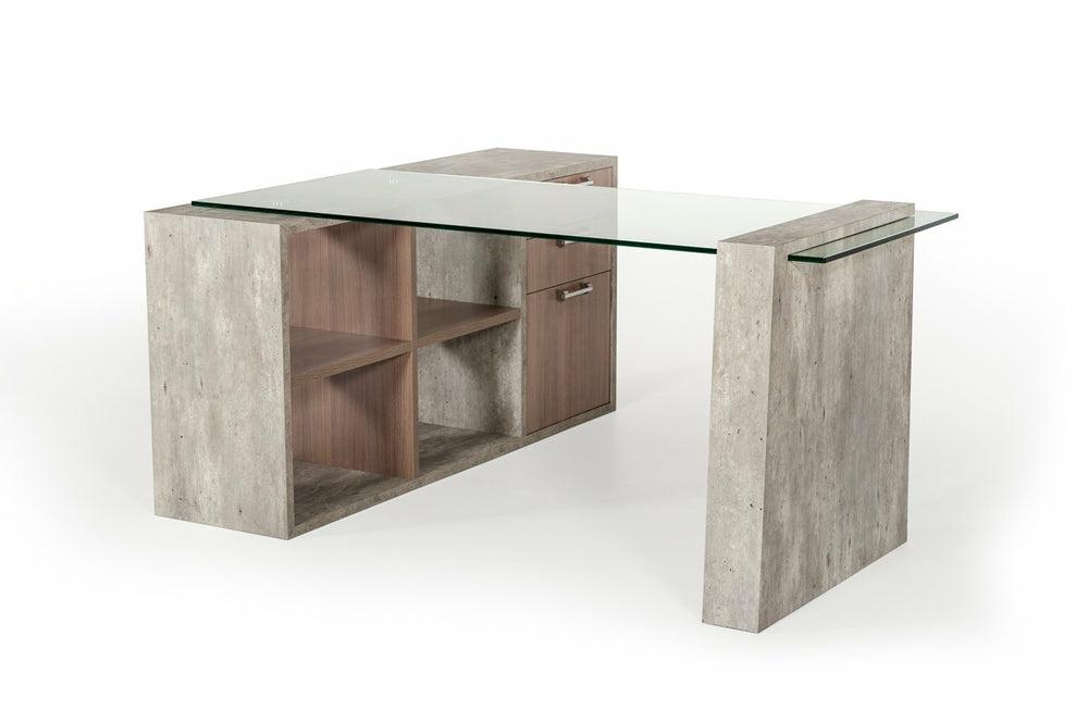 Nova Domus Boston Modern Glass & Faux Concrete Desk Office