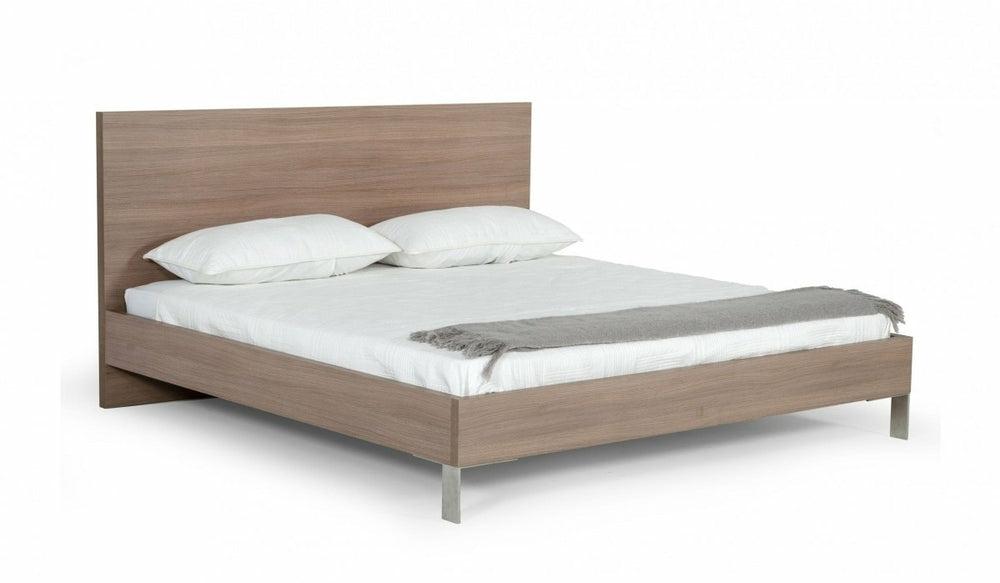 Nova Domus Boston – Modern Light Oak & Brushed Stainless Steel Bed Bedroom Room