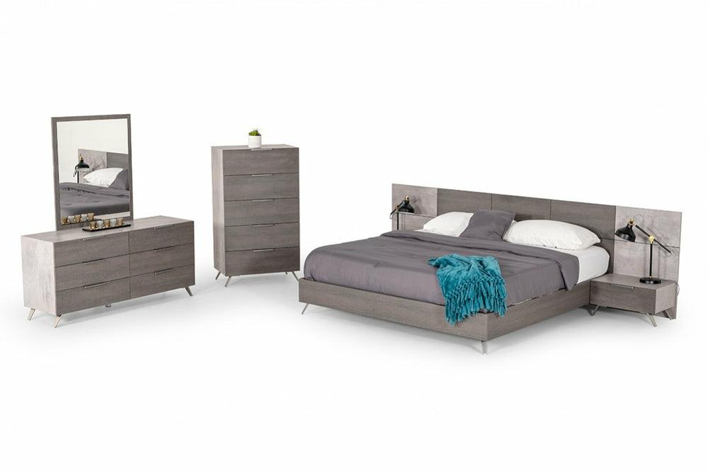 Nova Domus Bronx Italian Modern Faux Concrete & Grey Bed Bedroom Room