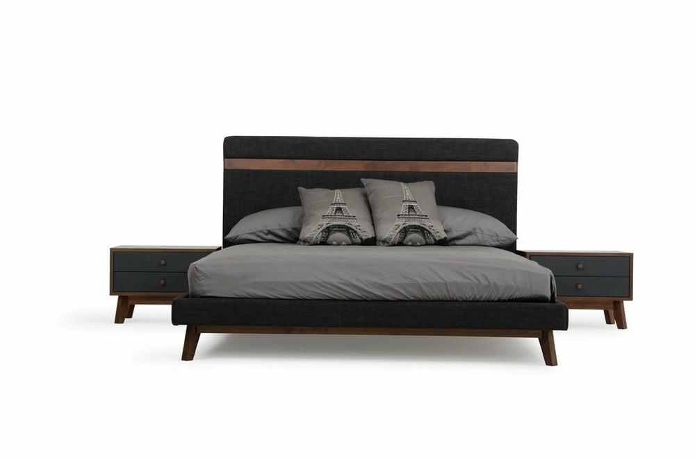 Nova Domus Dali Modern Grey Fabric & Walnut Bed