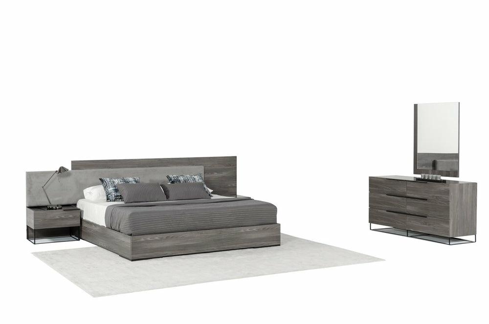 Nova Domus Enzo Italian Modern Grey Oak & Fabric Bedroom Set Bedroom Room