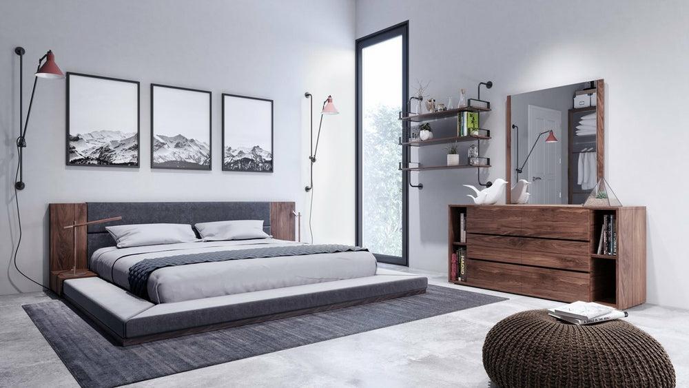 Nova Domus Jagger Modern Dark Grey & Walnut Bed Bedroom Room