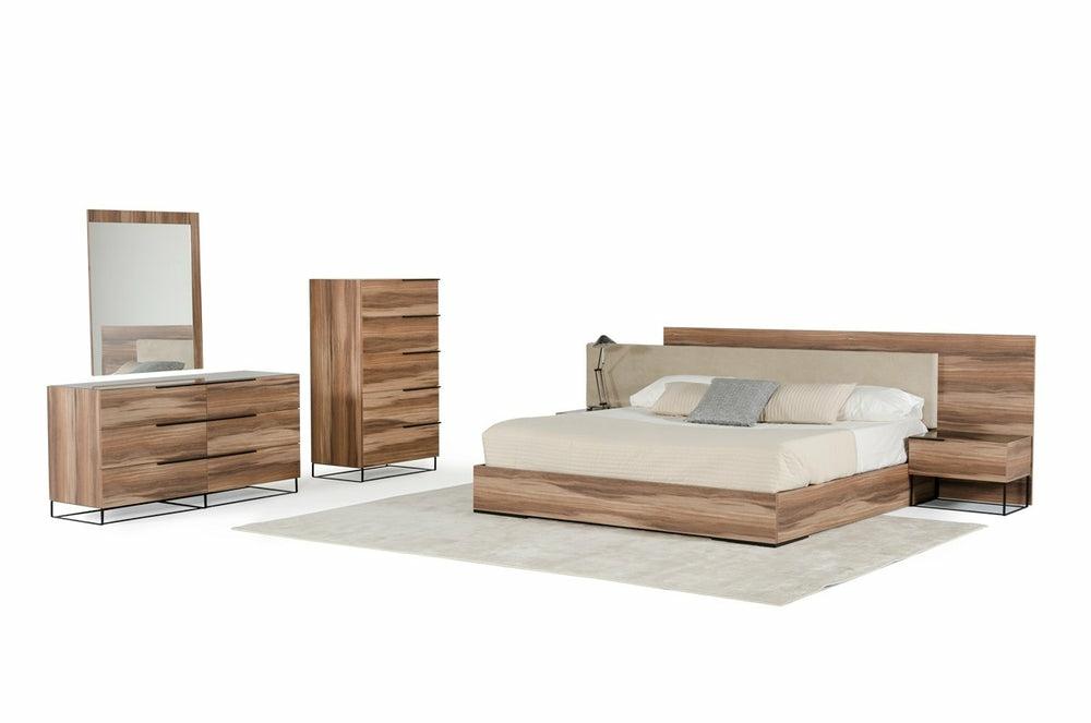 Nova Domus Matteo Italian Modern Walnut & Fabric Bedroom Set Bedroom Room