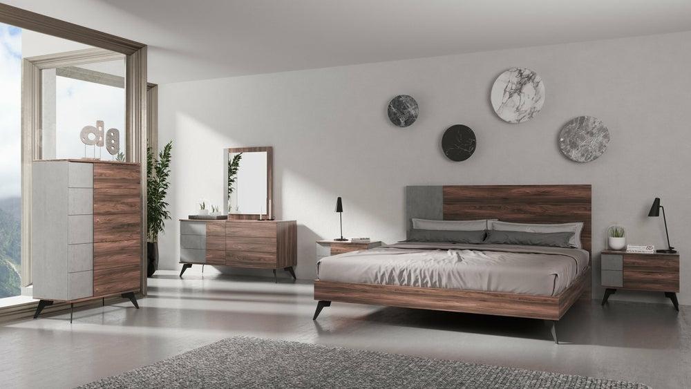 Nova Domus Palermo – Italian Modern Faux Concrete & Noce Bodrum Bedroom Set Bedroom Room