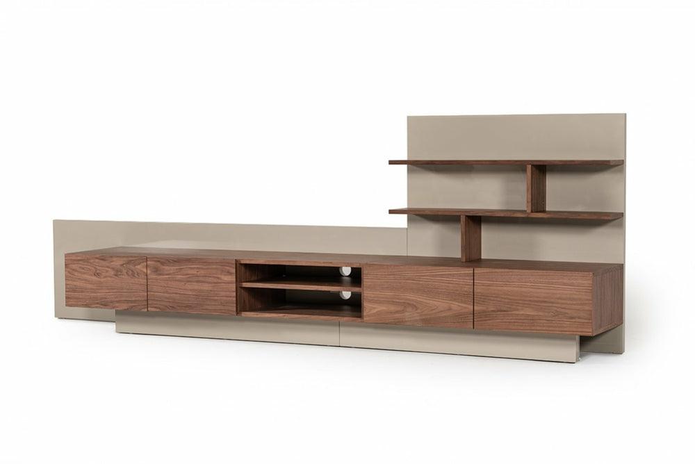 Nova Domus Pompeii Contemporary Grey & Walnut Tv Stand Living Room