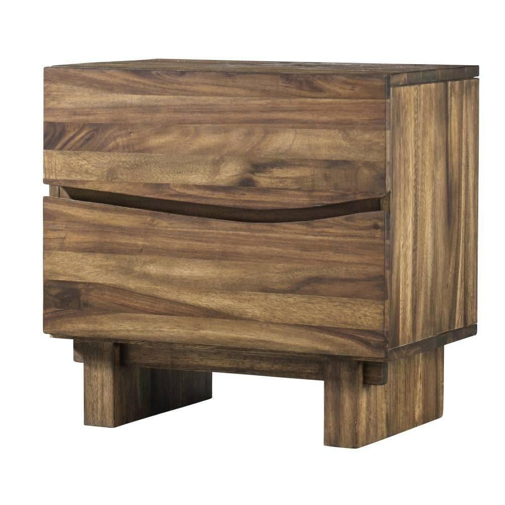 Ocean Two Drawer Solid Wood Nightstand In Natural Sengon Bedroom Room