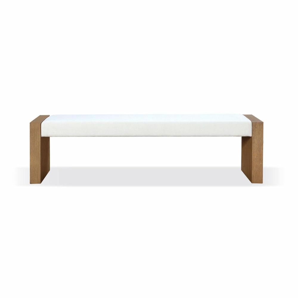 One Modern Coastal Slab Leg Upholstered Dining Bench In White Oak And White Pearl Bedroom Room