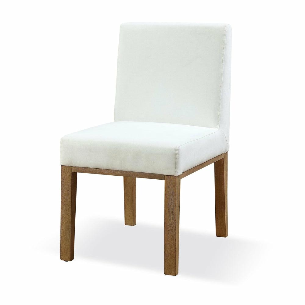 One Modern Coastal Upholstered Dining Side Chair In White Pearl And Bisque Dining Chairs