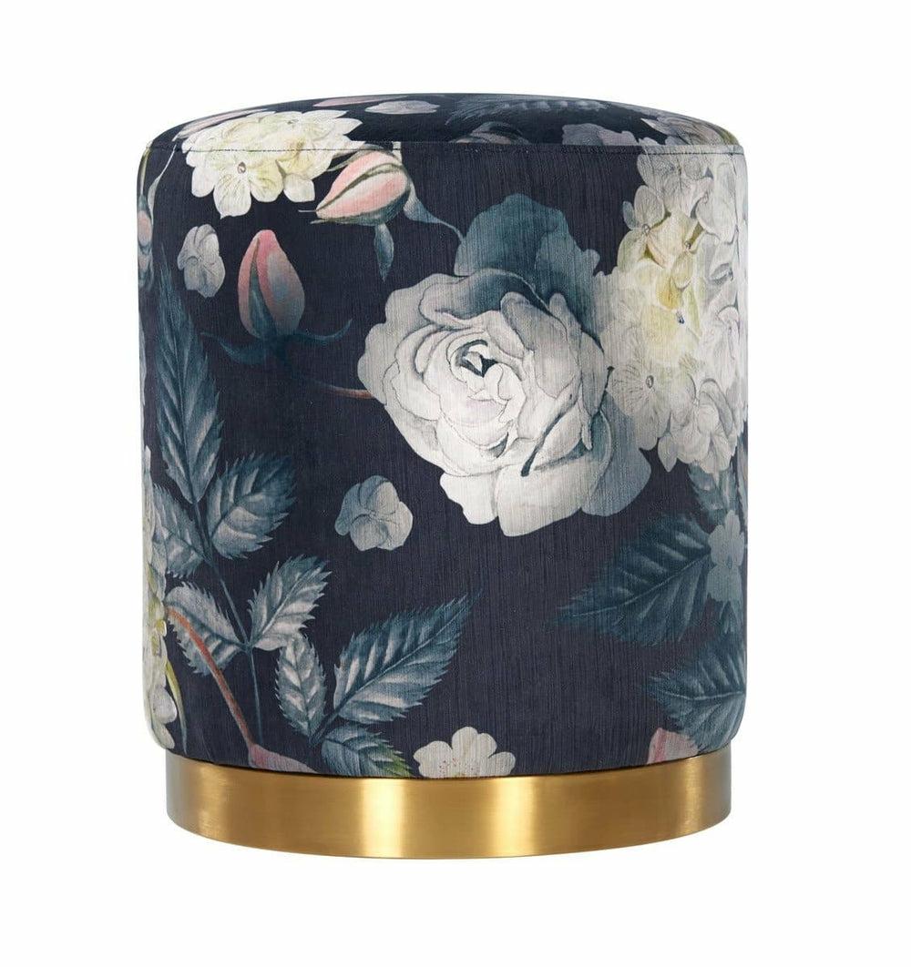 Opal Floral Velvet Ottoman Gold Base Home Decor