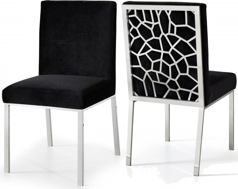 Opal Velvet Dining Chair Chrome – Set Of 2 Dining Chairs Black