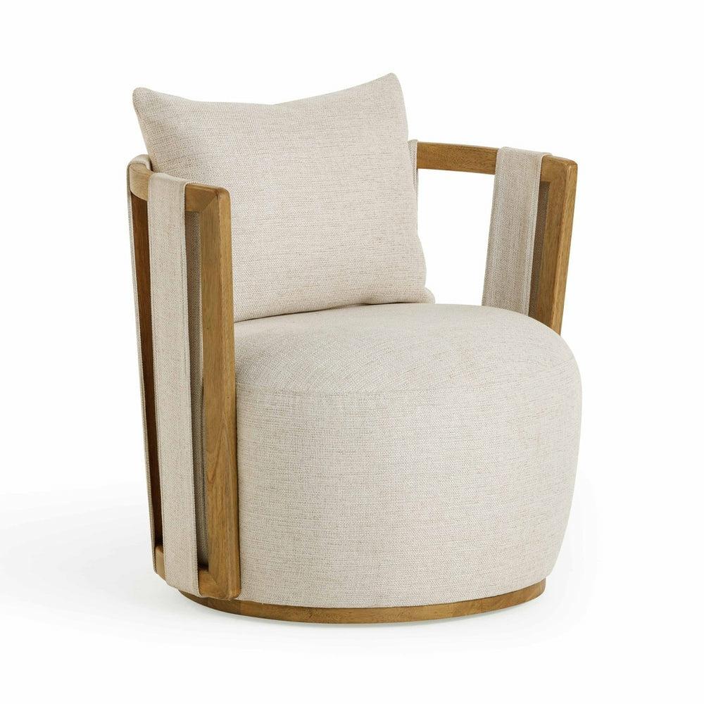 Paolo Cream Textured Weave Swivel Chair Accent Chairs