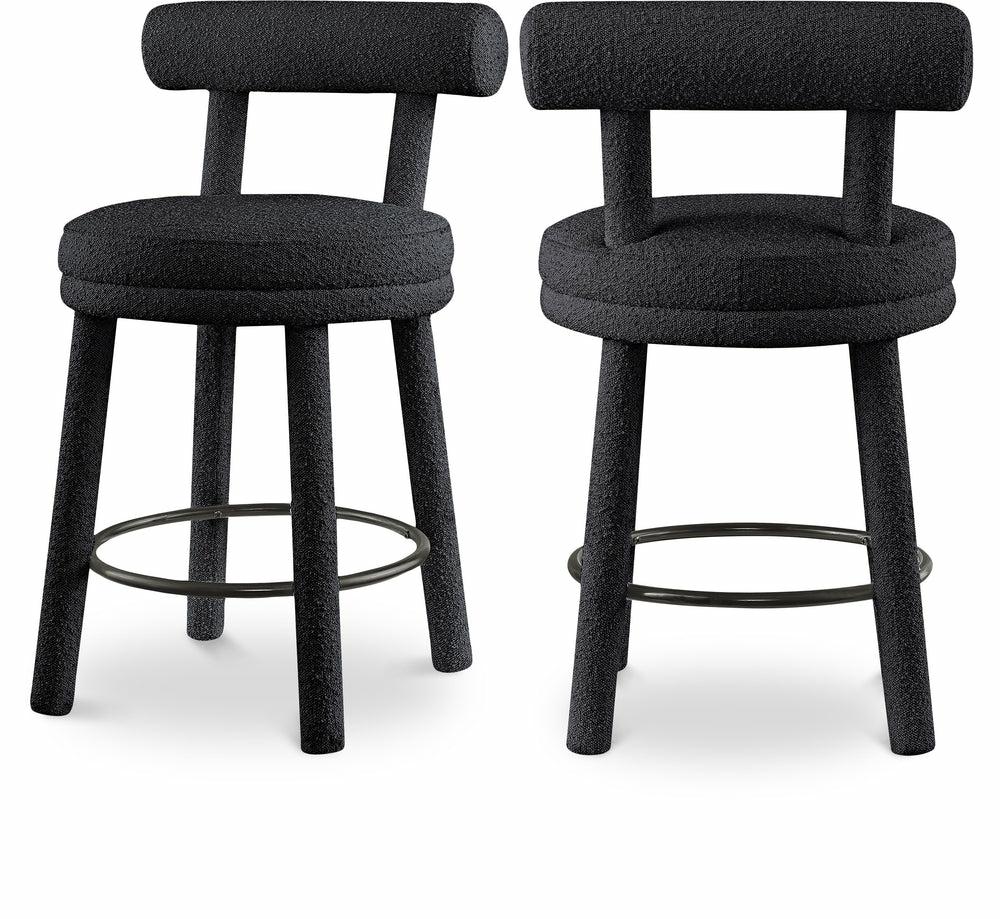 Parlor Boucle Fabric Bar / Counter Stools Bar Stools & Carts Black