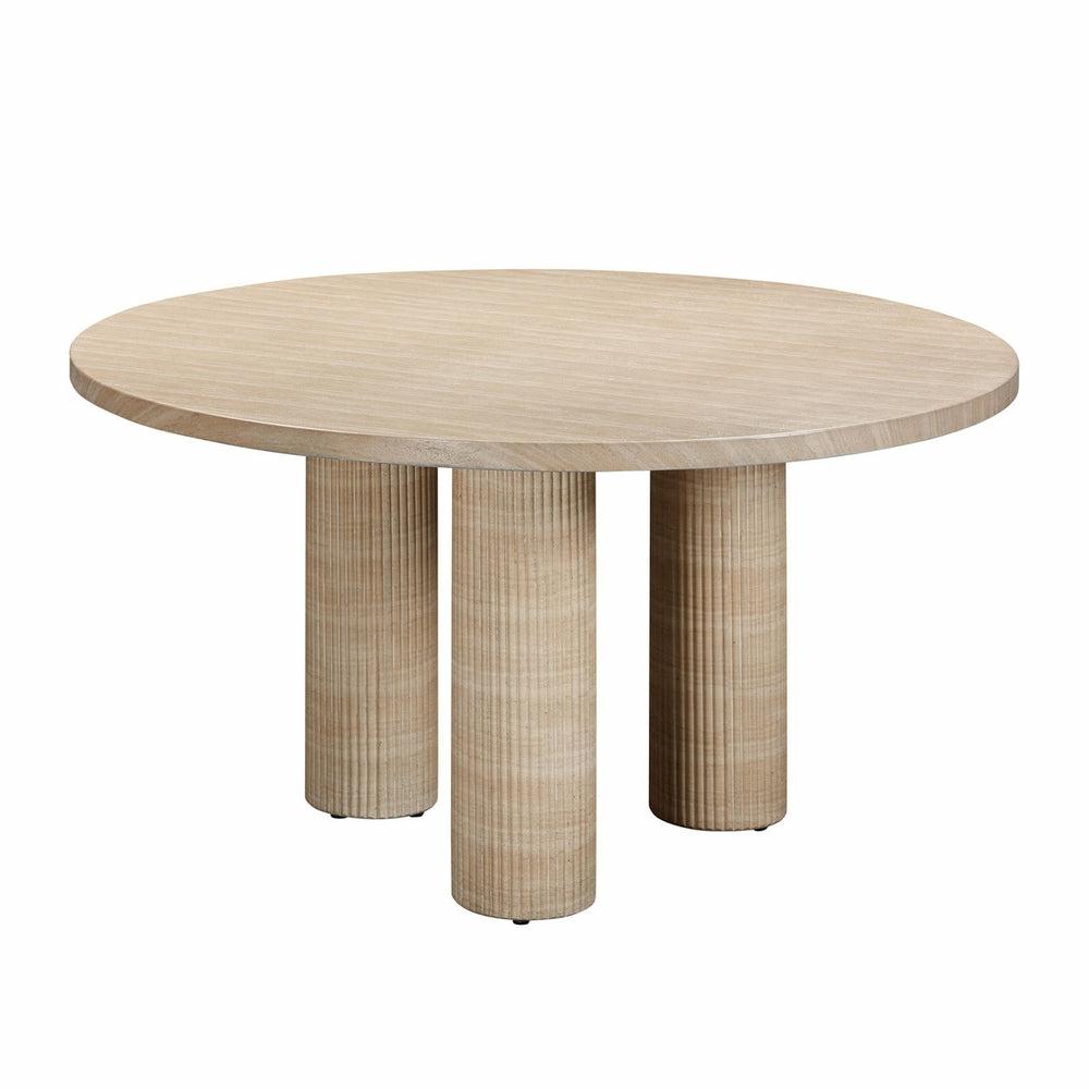 Patti Textured Faux Travertine Indoor / Outdoor Round Dining Table Dining Room