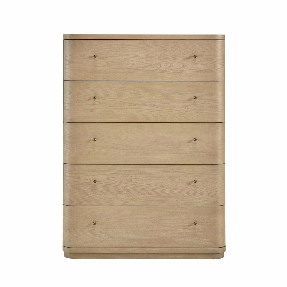 Penny Five Drawer White Ash Chest In Buff Cream Bedroom Room