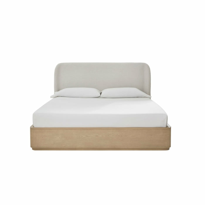 Penny Upholstered Platform Bed In Buff Cream Ash And Oatmeal Linen Bedroom Room